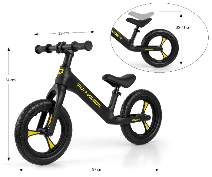 Bicicleta de Equilíbrio Milly Mally Ranger Black