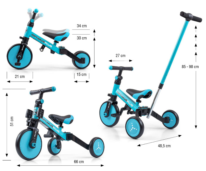 Bicicleta 4 em 1 Milly Mally Optimus PLUS Blue