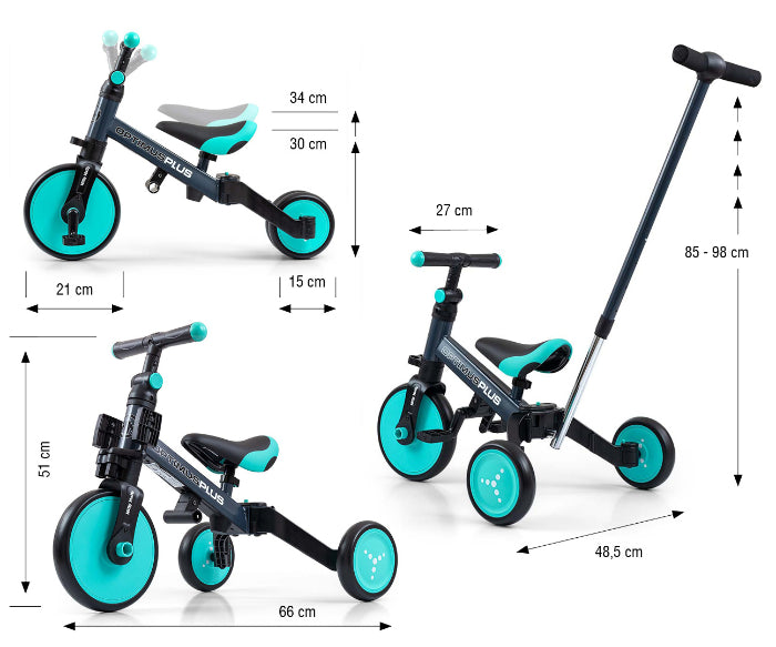 Bicicleta 4 em 1 Milly Mally Optimus PLUS Mint