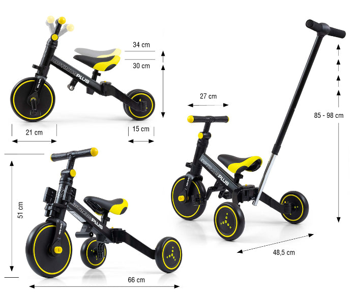 Bicicleta 4 em 1 Milly Mally Optimus PLUS Black