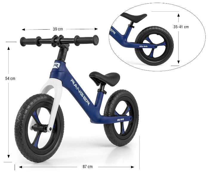 Bicicleta de Equilíbrio Milly Mally Ranger Navy