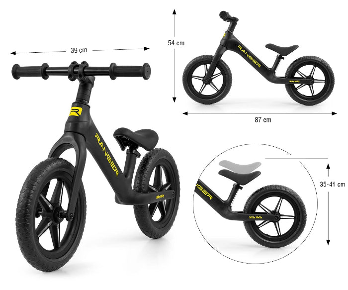 Bicicleta de Equilíbrio Milly Mally Ranger Flash Black
