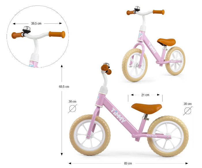 Bicicleta de Equilíbrio Milly Mally Timmy Pink