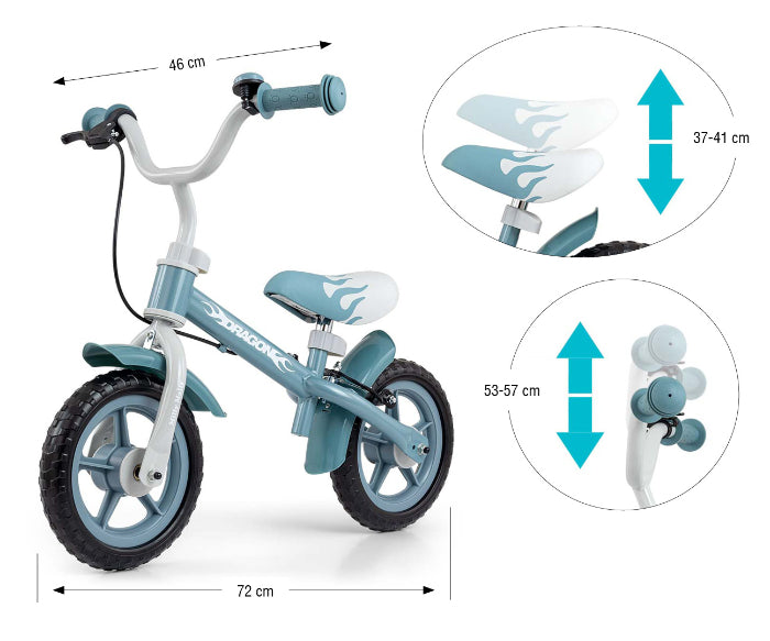 Bicicleta de Equilíbrio com travões Milly Mally Dragon Denim