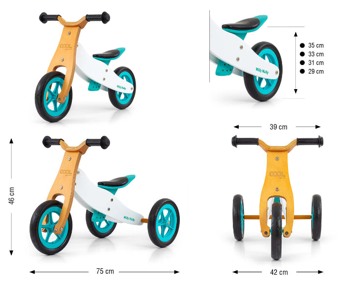 Bicicleta 2 em 1 Milly Mally Cool Classic Mint