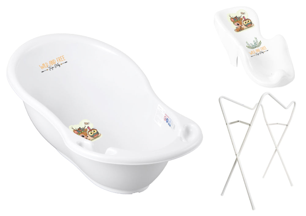 Banheira 86 cm com suporte e assento anti-derrapante B.Active Wild & Free White - Little Deer