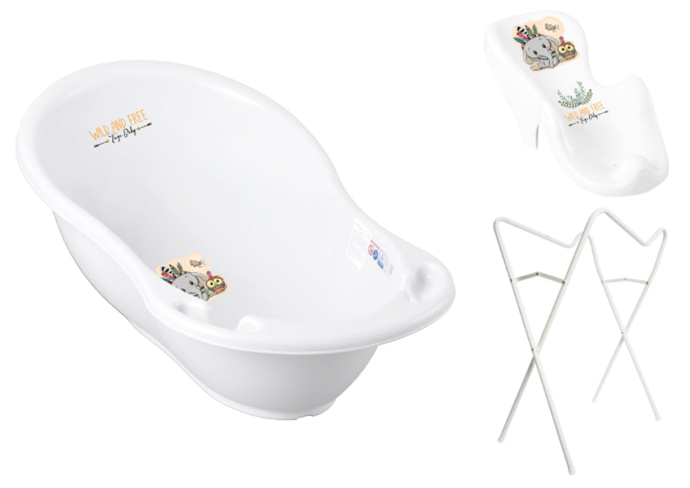Banheira 86 cm com suporte e assento anti-derrapante B.Active Wild & Free White - Elephant
