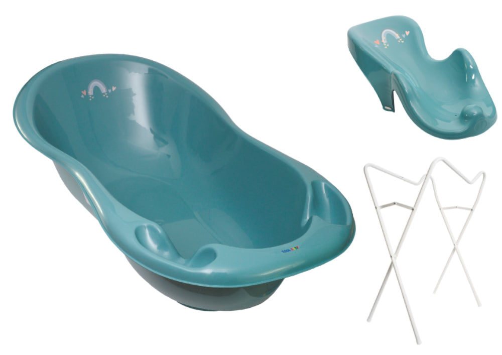 Banheira 86 cm com suporte, assento anti-derrapante e sistema de drenagem B.Active Meteo Turquoise