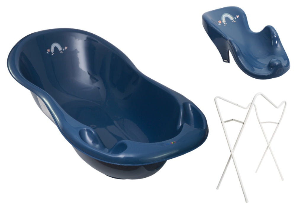 Banheira 102 cm com suporte, assento anti-derrapante e sistema de drenagem B.Active Meteo Blue