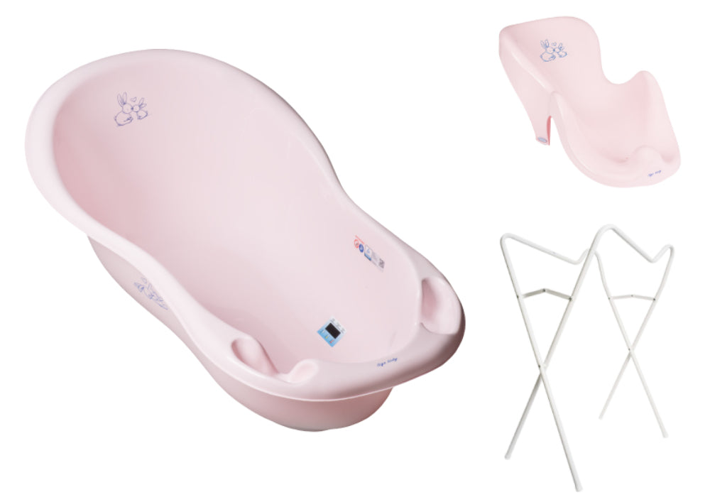 Banheira 92 cm com suporte e assento anti-derrapante B.Active Little Bunnies Pink
