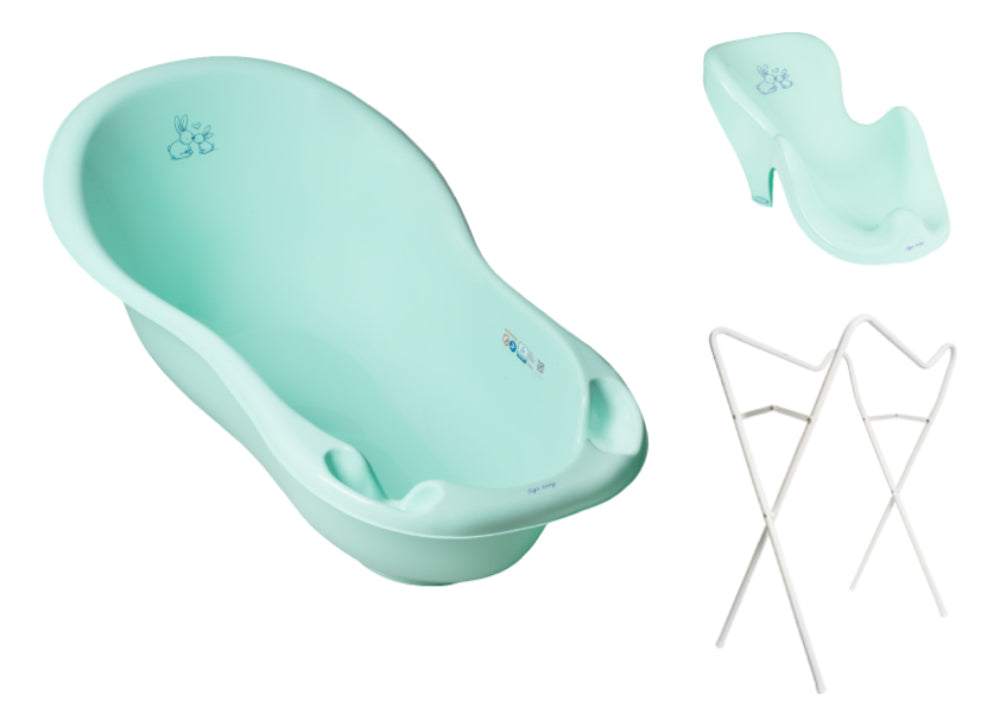 Banheira 92 cm com suporte e assento anti-derrapante B.Active Little Bunnies Green
