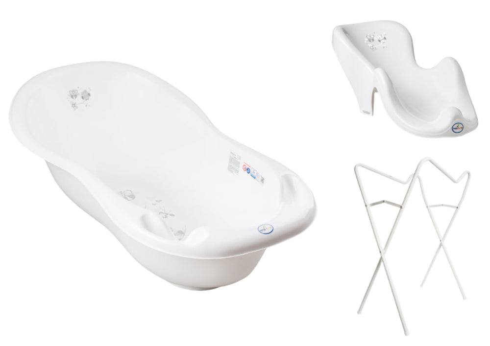 Banheira 102 cm com suporte, assento anti-derrapante e sistema de drenagem B.Active Owl White
