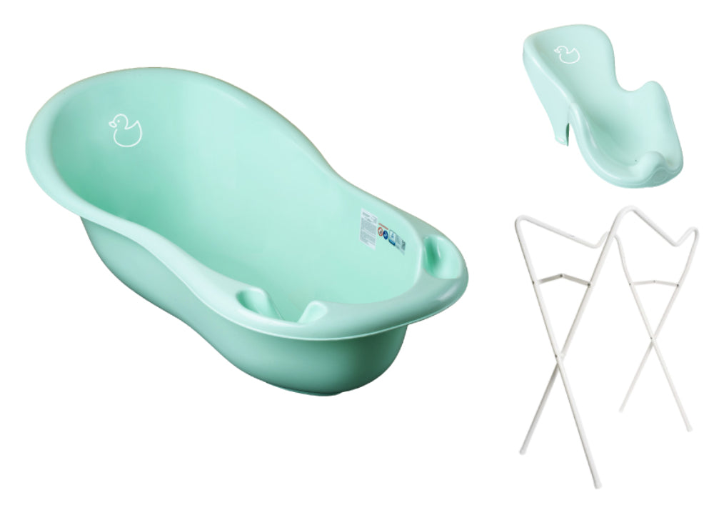Banheira 86 cm com suporte e assento anti-derrapante B.Active Duck Green