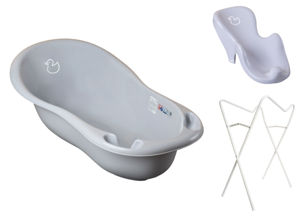 Banheira 86 cm com suporte e assento anti-derrapante B.Active Duck Gray