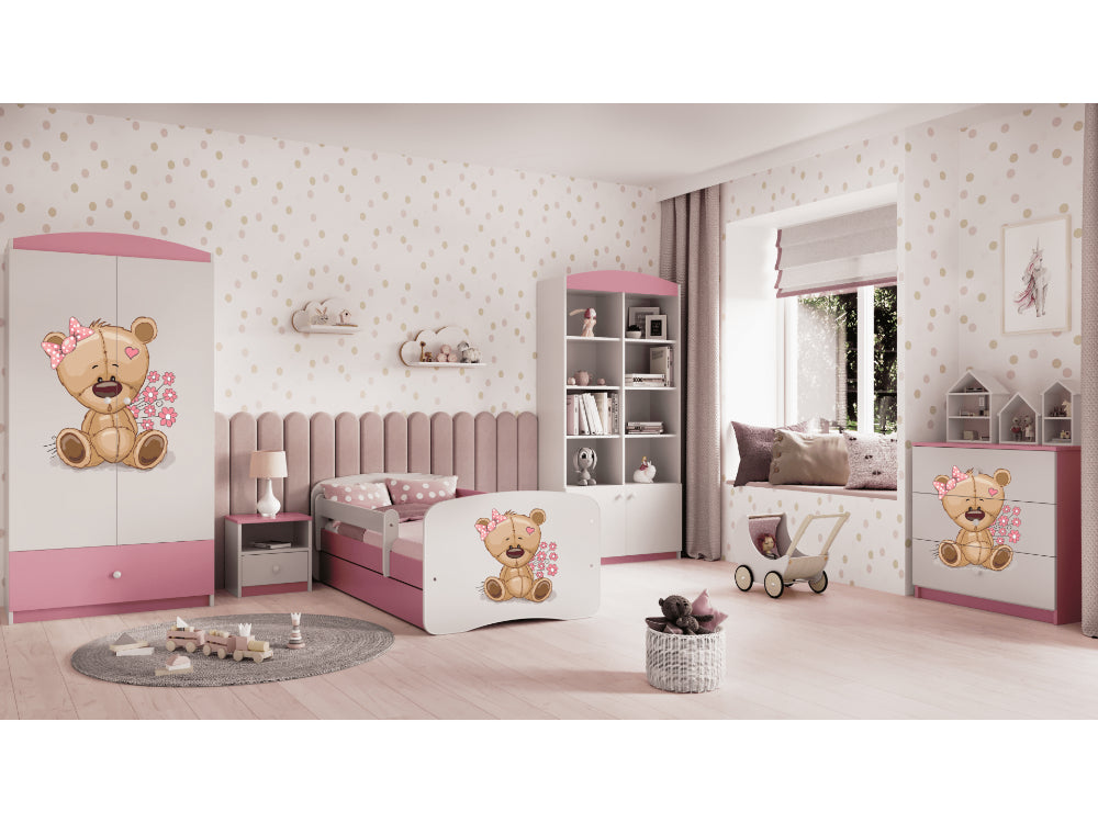 Cama 140 x 70 cm Kocot Kids BabyDreams Teddybear Flowers Pink