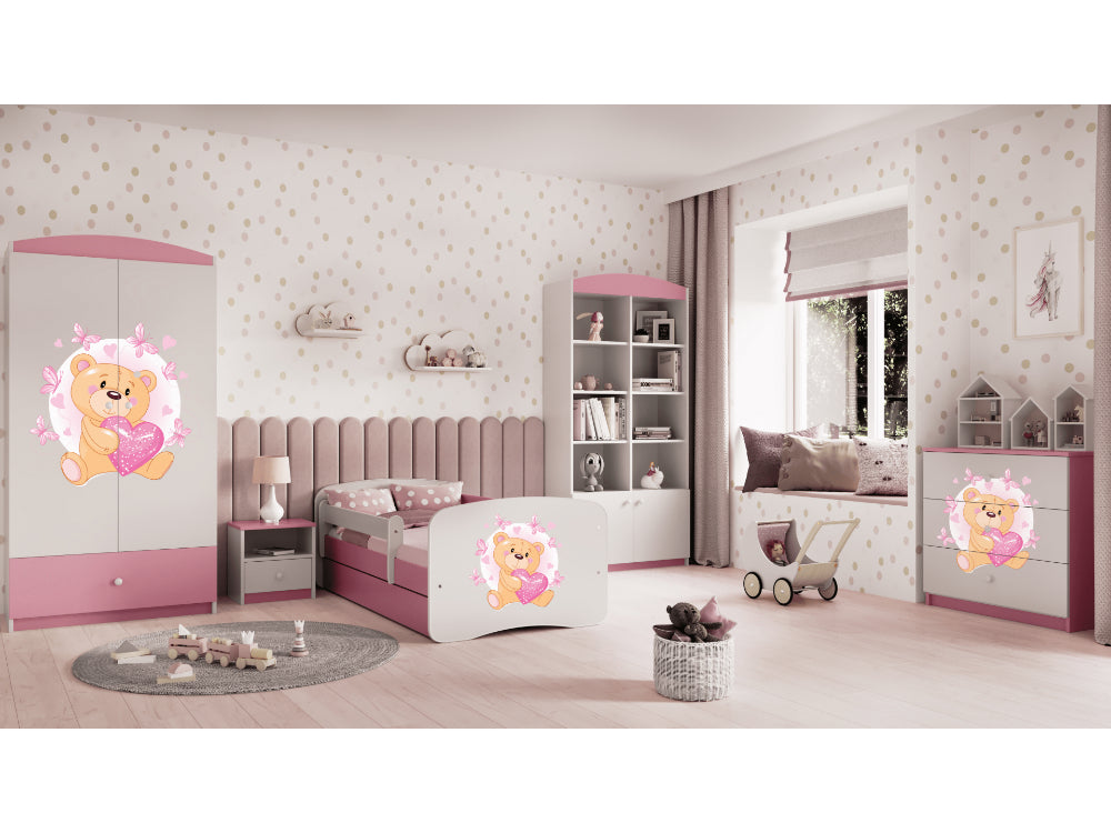 Cama 140 x 70 cm Kocot Kids BabyDreams Teddybear Butterflies Pink