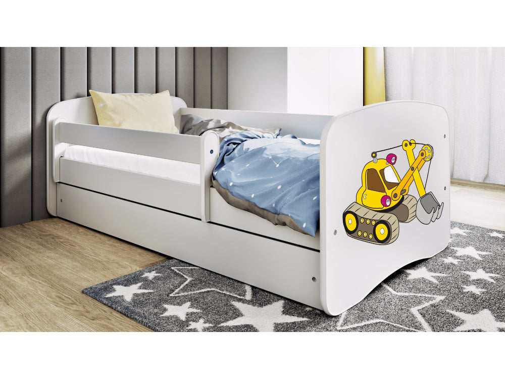 Cama 160 x 80 cm Kocot Kids com colchão BabyDreams Digger White