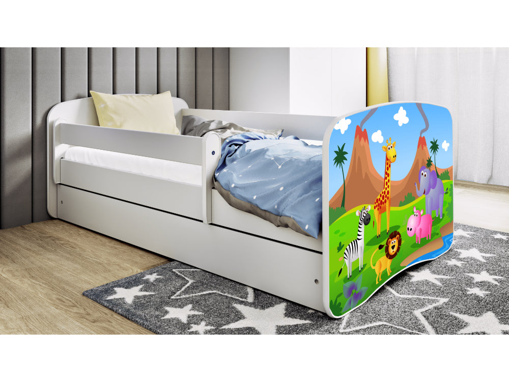 Cama 160 x 80 cm Kocot Kids com colchão BabyDreams Safari White
