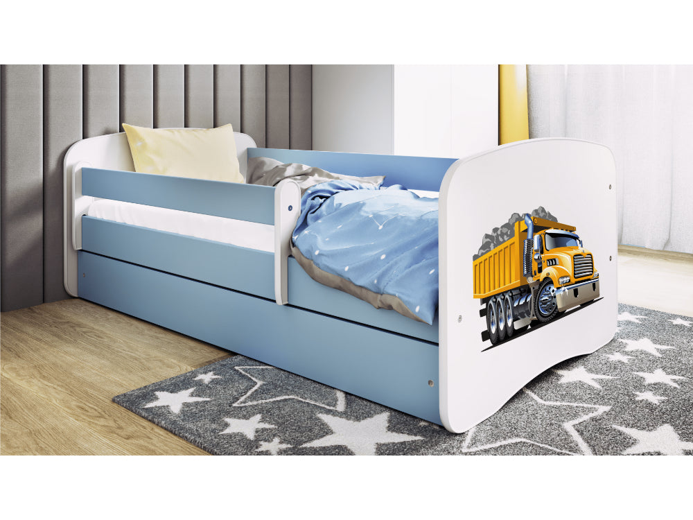 Cama 140 x 70 cm Kocot Kids com gaveta e colchão BabyDreams Truck Blue