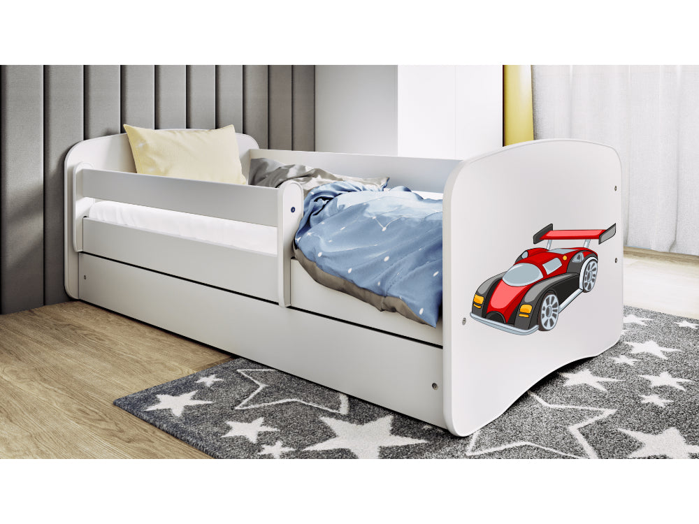 Cama 160 x 80 cm Kocot Kids com colchão BabyDreams Racing Car White