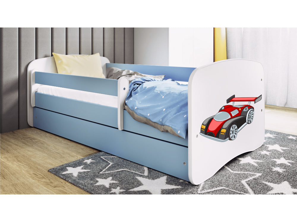 Cama 160 x 80 cm Kocot Kids com colchão BabyDreams Racing Car Blue