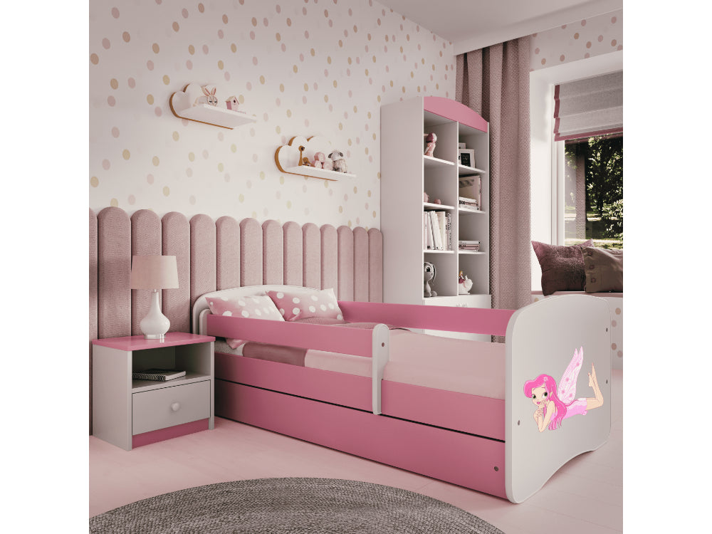 Cama 140 x 70 cm Kocot Kids com colchão BabyDreams Fairy com asas Pink