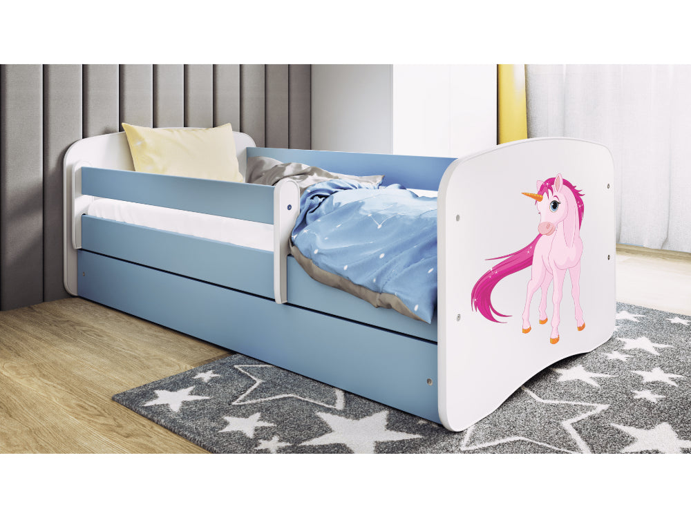 Cama 160 x 80 cm Kocot Kids com colchão BabyDreams Unicorn Blue