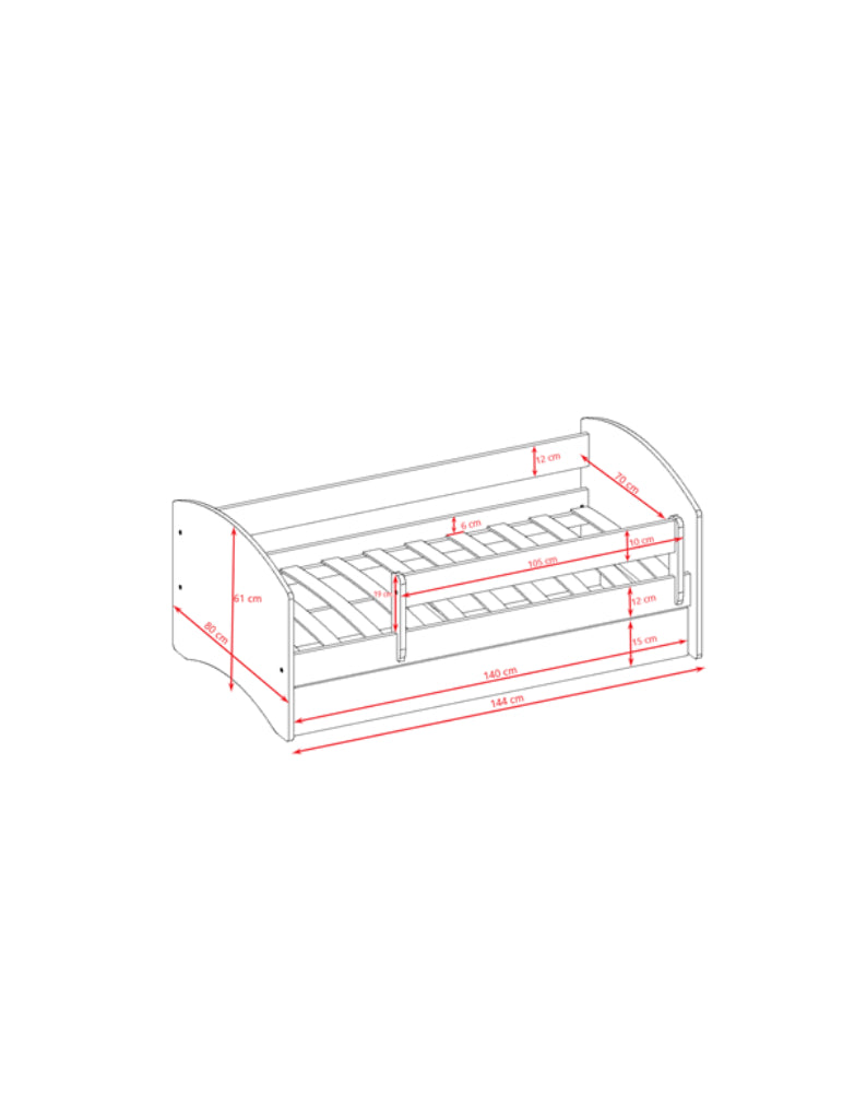 Cama 140 x 70 cm Kocot Kids com colchão BabyDreams Princess on Horse Blue