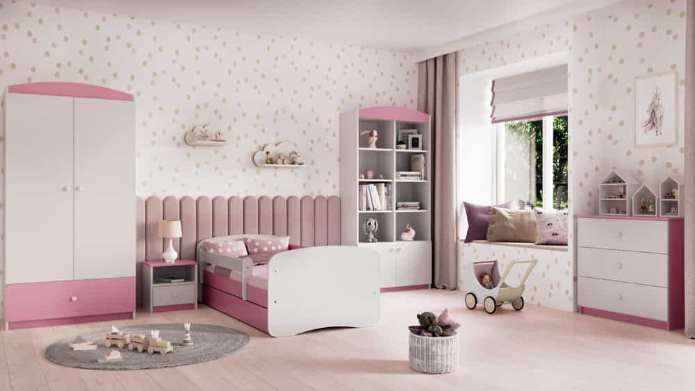 Cama 180 x 80 cm Kocot Kids com gaveta e colchão BabyDreams Pink