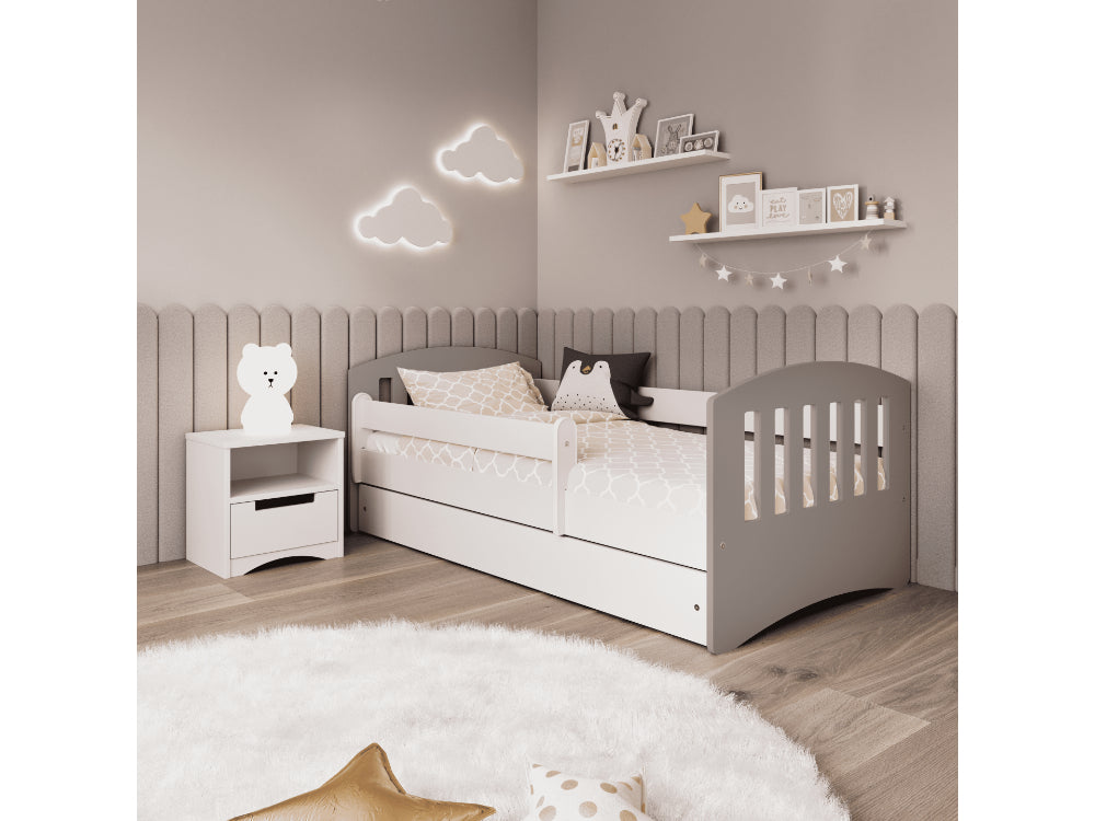 Cama 180 x 80 cm Kocot Kids com gaveta e colchão Classic 1 Mix Grey