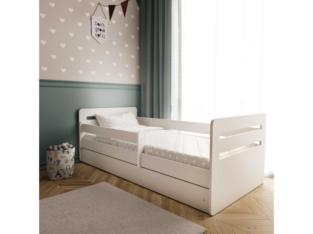 Cama 180 x 80 cm Kocot Kids com gaveta e colchão Tomi White