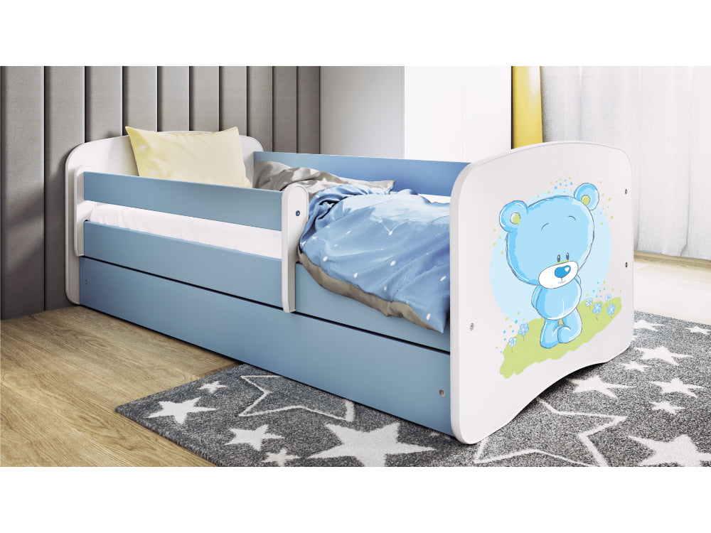 Cama 180 x 80 cm Kocot Kids com gaveta e colchão BabyDreams Blue Teddybear Blue