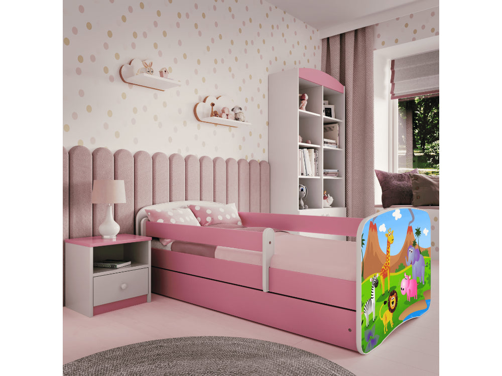 Cama 140 x 70 cm Kocot Kids com gaveta Babydreams Safari Pink