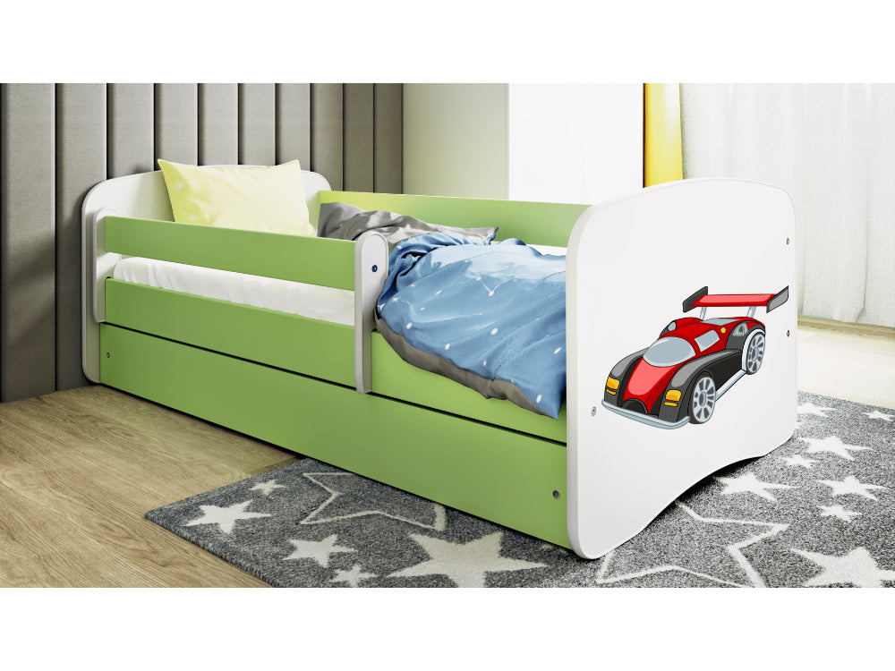 Cama 140 x 70 cm Kocot Kids com gaveta Babydreams Racing Car Green