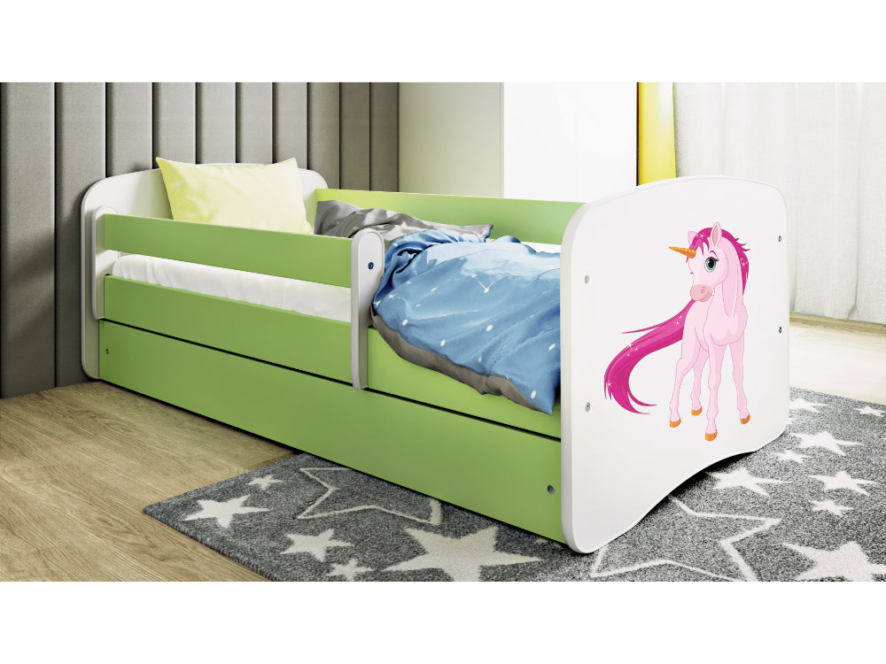 Cama 180 x 80 cm Kocot Kids com gaveta BabyDreams Unicorn Green