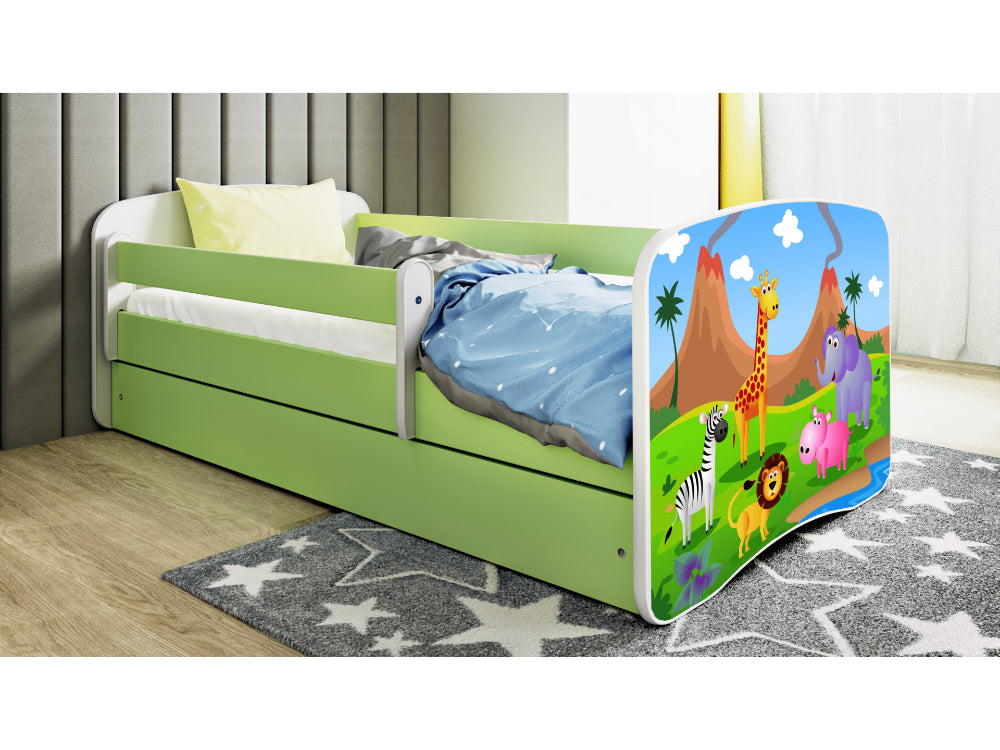Cama 160 x 80 cm Kocot Kids com gaveta BabyDreams Safari Green