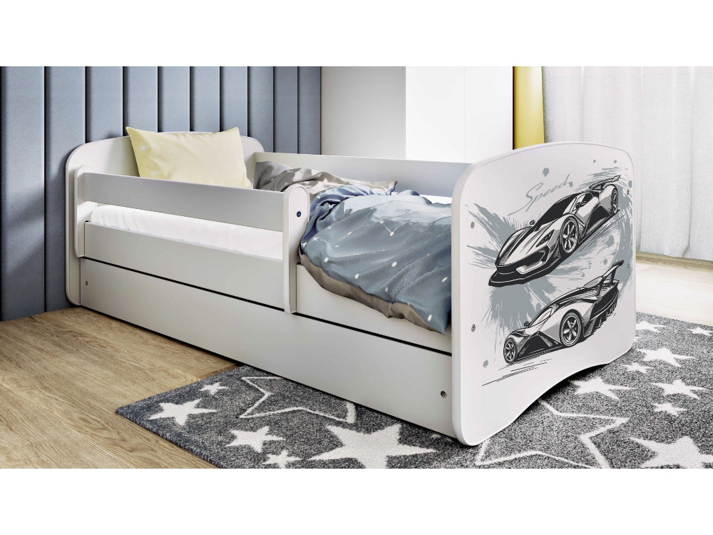Cama 160 x 80 cm Kocot Kids com colchão BabyDreams Sports Car White