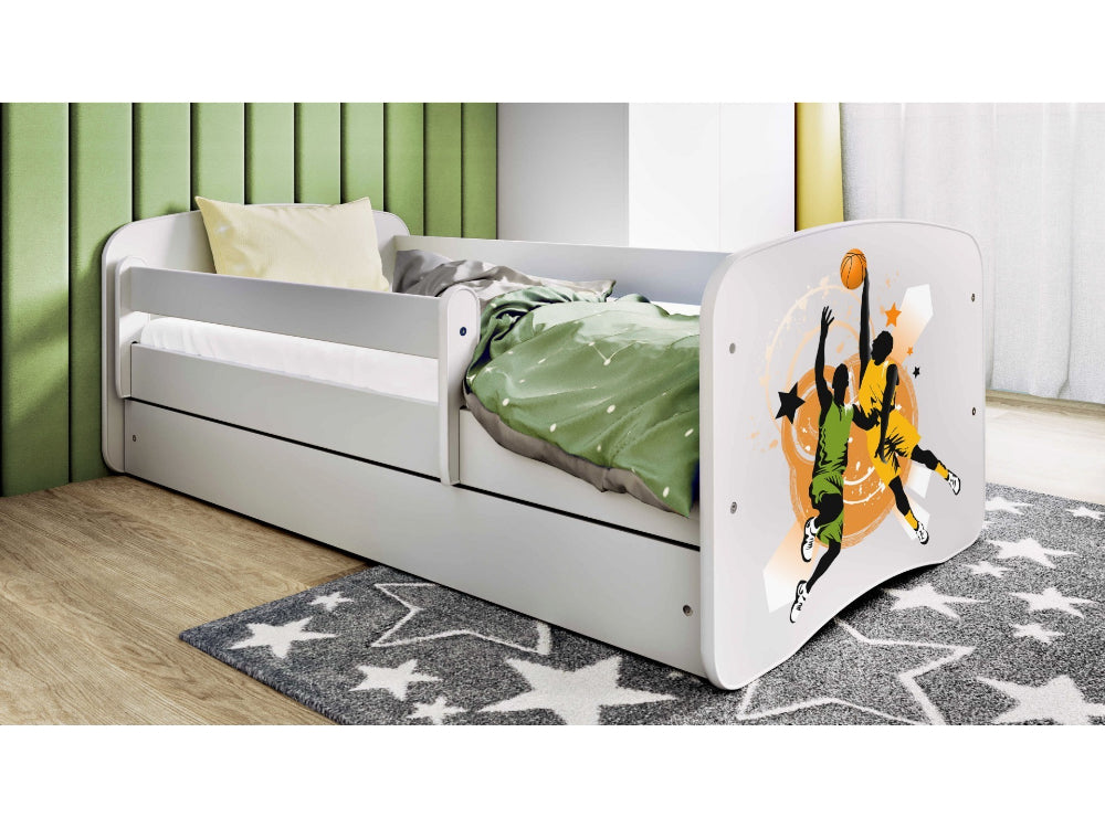 Cama 160 x 80 cm Kocot Kids com gaveta e colchão BabyDreams Basketball White
