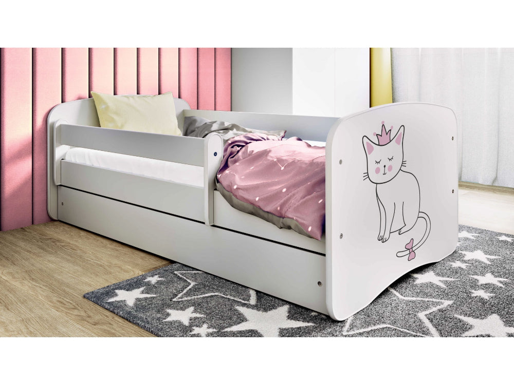 Cama 140 x70 cm Kocot Kids com colchão BabyDreams Cat White