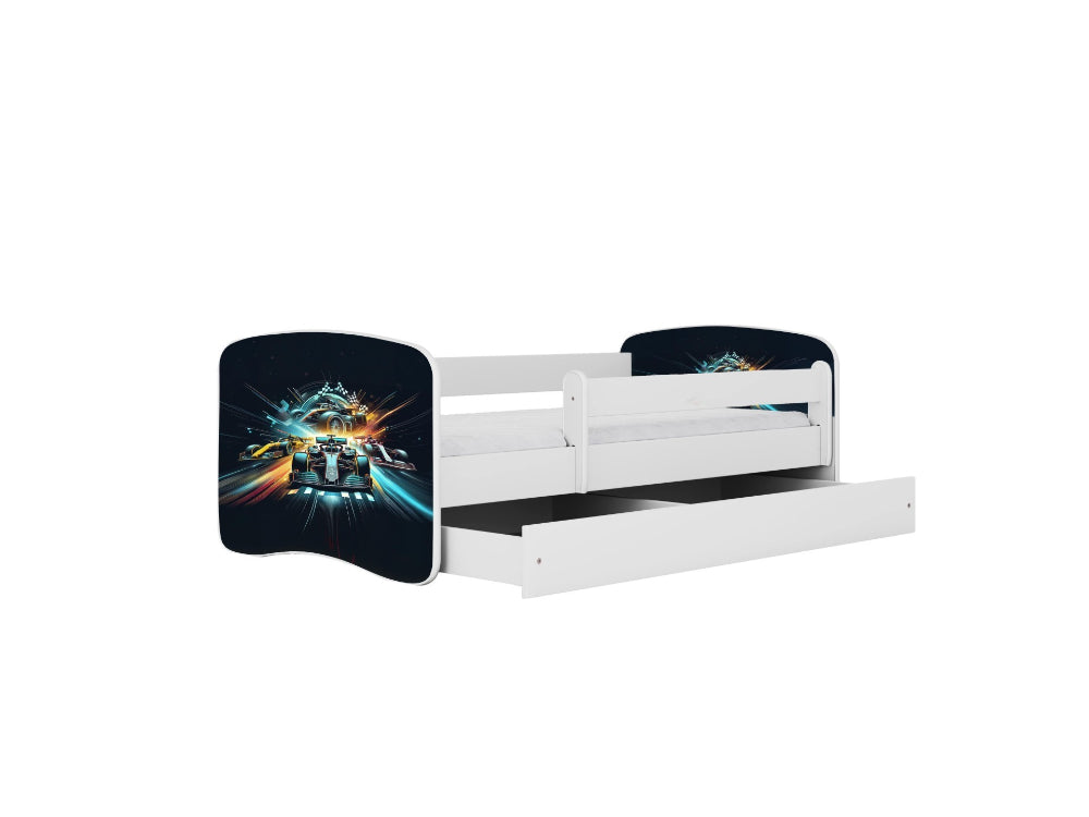 Cama 160 x 80 cm Kocot Kids com gaveta e colchão BabyDreams Race White