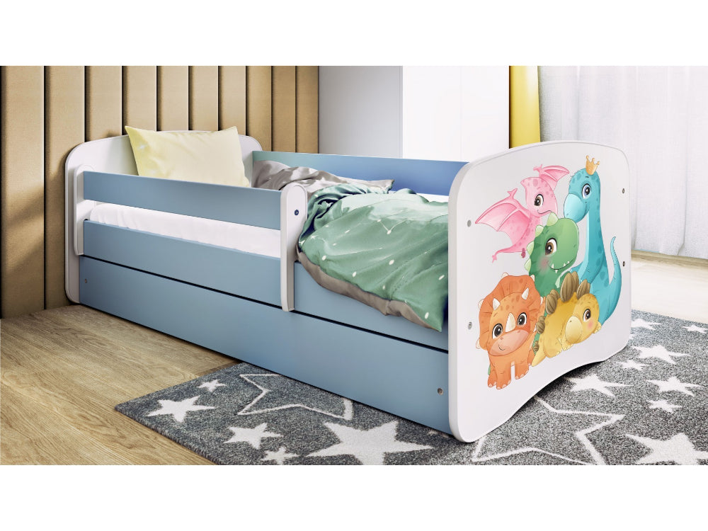 Cama 160 x 80 cm Kocot Kids com colchão BabyDreams Tiny Dinos Blue