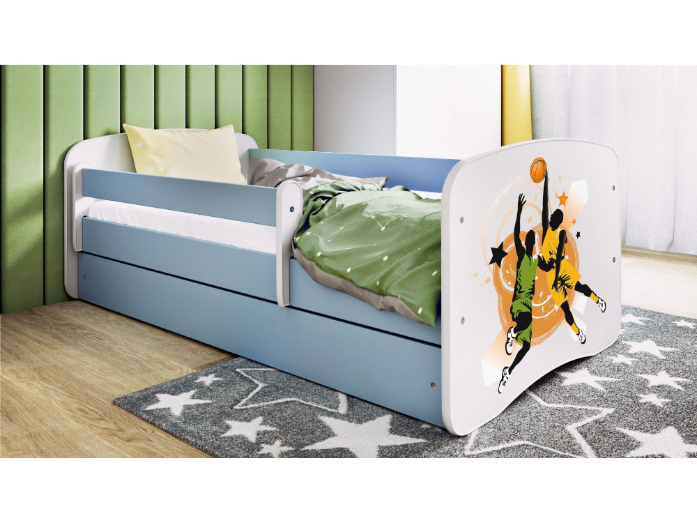 Cama 160 x 80 cm Kocot Kids com gaveta e colchão BabyDreams Basketball Blue