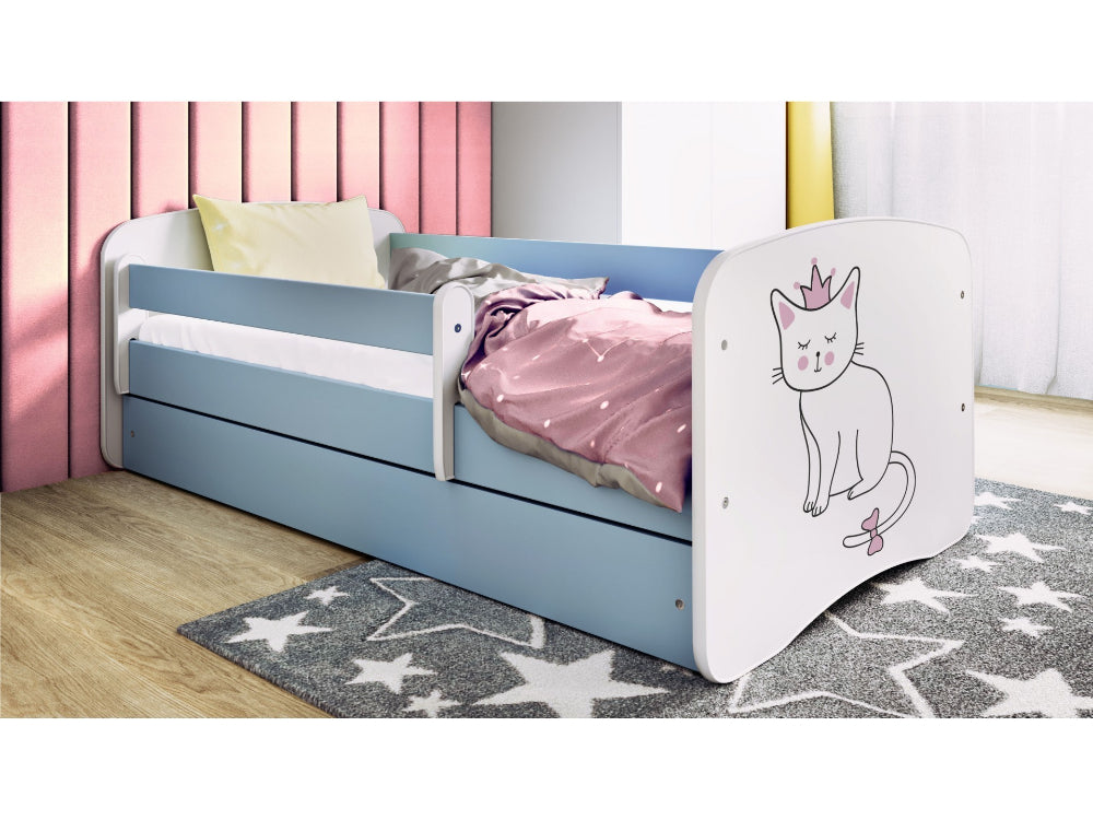 Cama 140 x70 cm Kocot Kids com colchão BabyDreams Cat Blue