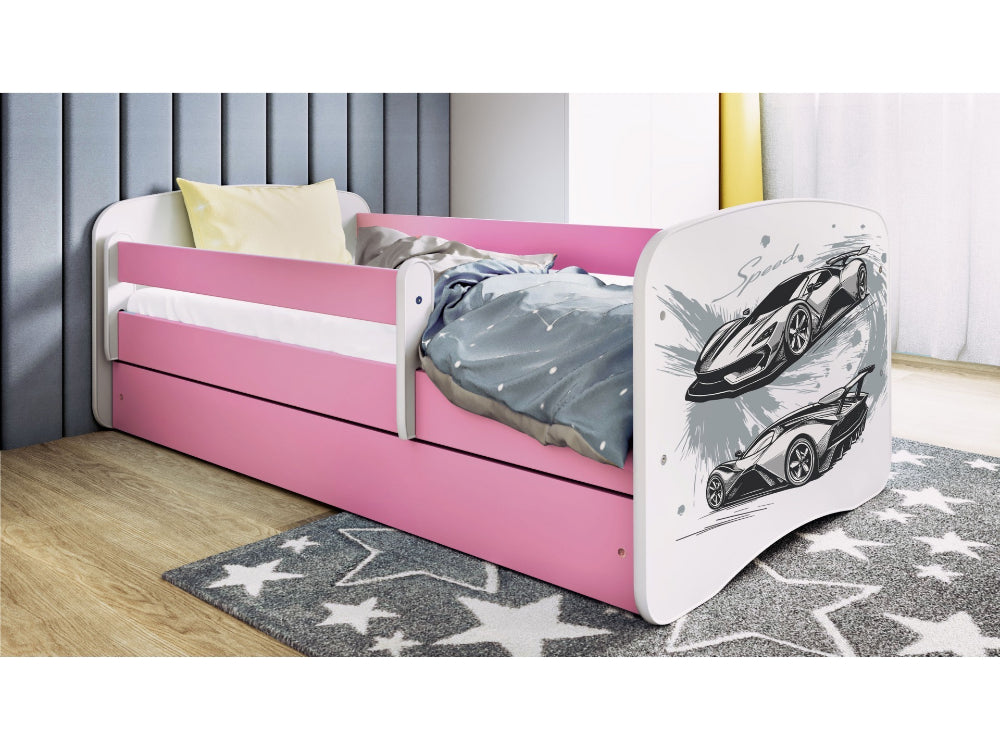 Cama 160 x 80 cm Kocot Kids com colchão BabyDreams Sports Car Pink