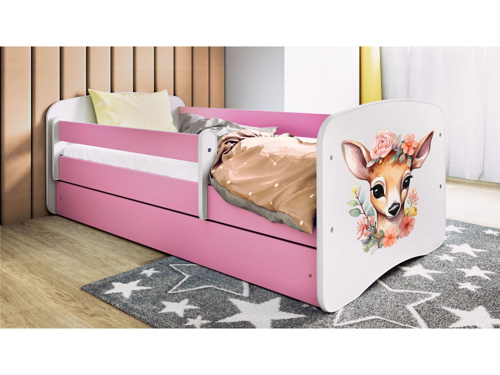 Cama 160 x 80 cm Kocot Kids com gaveta e colchão BabyDreams Bambi Pink