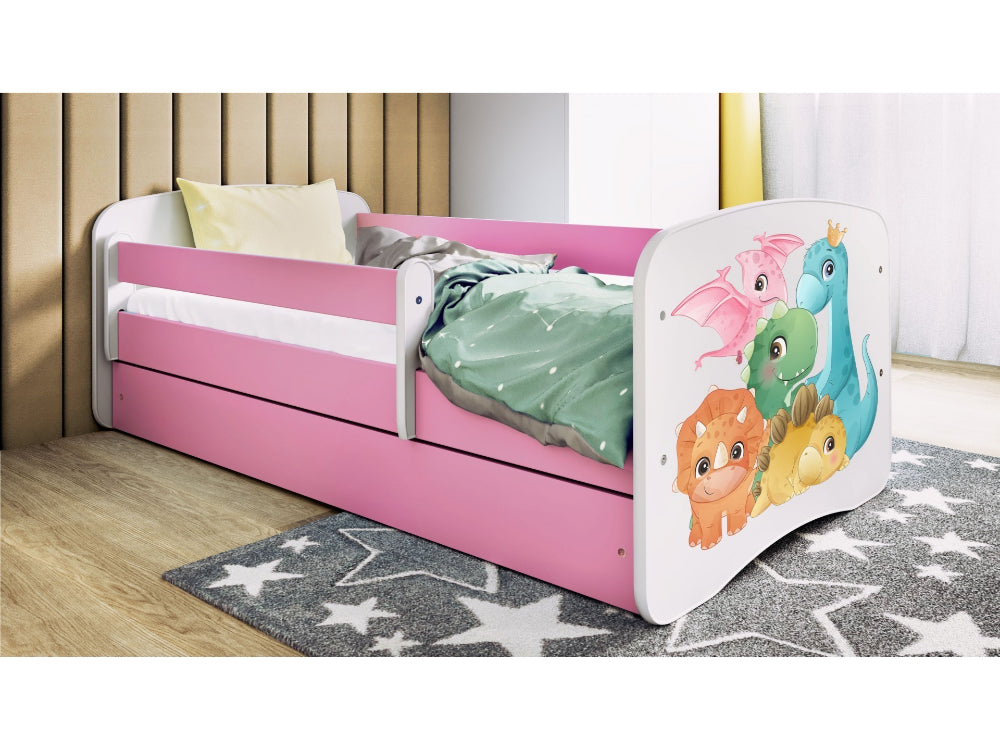 Cama 180 x 80 cm Kocot Kids com gaveta BabyDreams Tiny Dinos Pink