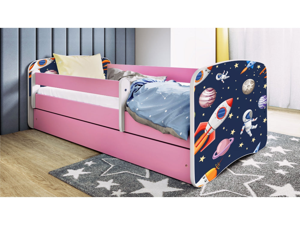Cama 180 x 80 cm Kocot Kids com gaveta e colchão BabyDreams Cosmos Pink