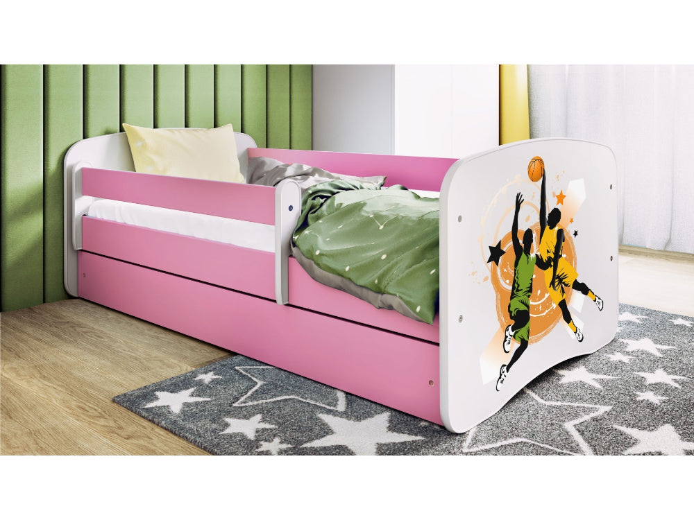 Cama 160 x 80 cm Kocot Kids com gaveta e colchão BabyDreams Basketball Pink