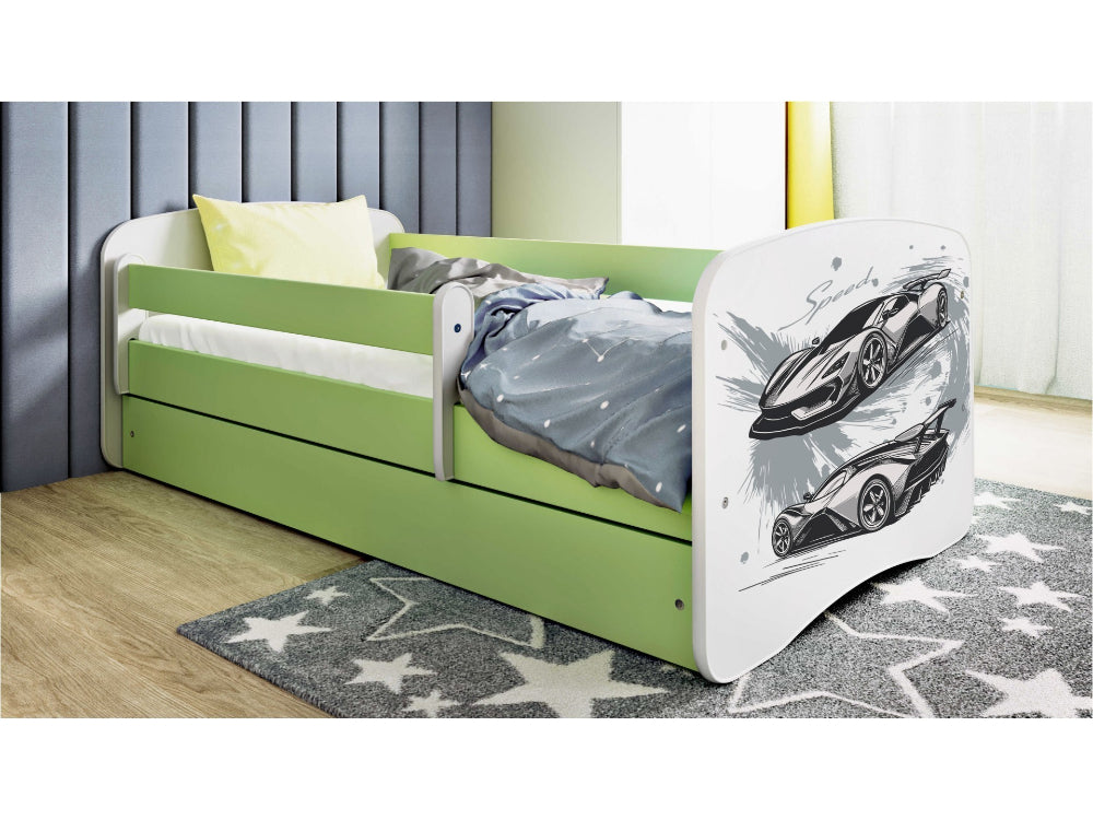 Cama 160 x 80 cm Kocot Kids com colchão BabyDreams Sports Car Green