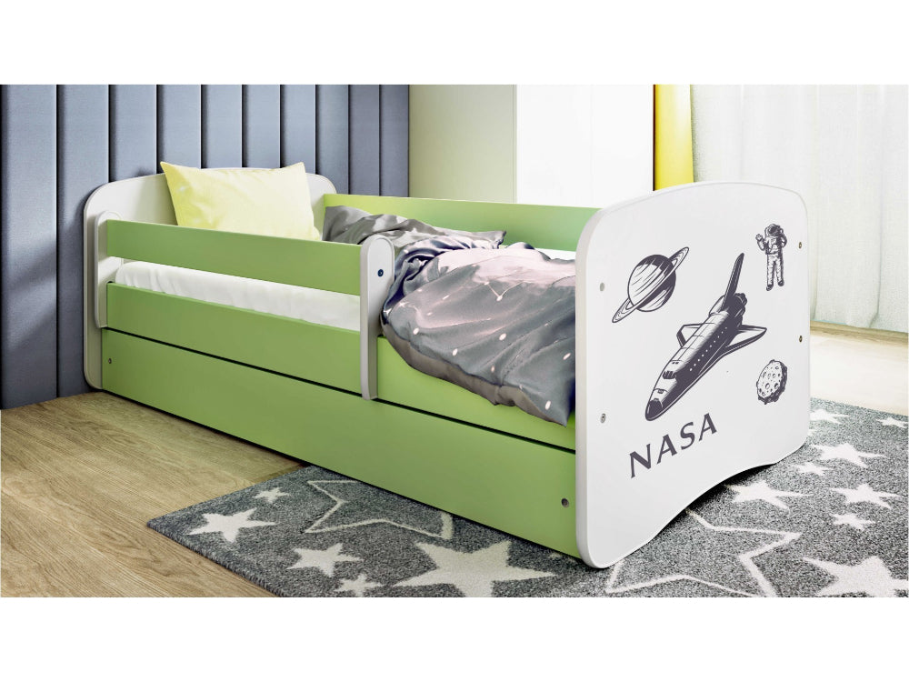 Cama 140 x 70 cm Kocot Kids com gaveta Babydreams Nasa Green